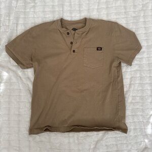 Dickies Men's Short Sleeve Brown Henley Shirt